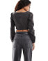 Lee long sleeve denim corset top in washed black