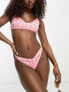 Hollister v-front high leg co-ord bikini bottom in white and pink floral