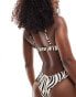 Free Society plunge swimsuit in multi zebra