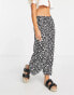 River Island Petite floral shirred waist culotte in black