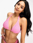 Ivory Rose Fuller Bust crinkle triangle bikini top in bright pink