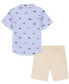 Baby Boys Cotton Short-Sleeve Printed Oxford Shirt & Twill Shorts, 2 Piece Set