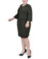 Plus Size Textured 3/4 Sleeve Two Piece Dress Set