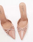 Simmi London Ailla pointed kitten mules with bow detail in blush