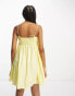 ASOS DESIGN cotton pleat bust babydoll mini sundress in lemon