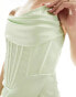 Heiress Beverly Hills exclusive premium satin corset wrap mini dress in pale green