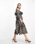 Whistles bardot midi dress in leopard spot