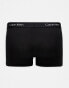 Calvin Klein CK 96 3-pack trunks in printed black, black and grey