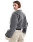 ASOS DESIGN cord bonded jacket with shearling collar in grey