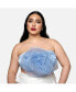 Plus Size Camellia 3D Flower Strapless Top