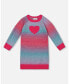 Toddler Girls Knit Dress With Heart Gradient Candy Pink And Blue - Toddler|Child