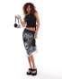 COLLUSION belted tank top co ord in black shadow stripe