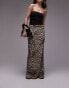 Topshop maxi knicker trim bias skirt in leopard print