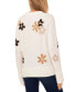 Women's Flower Patterned Knit Crewneck Sweater