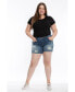 Plus Size Denim Mid Rise Shorts