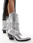 Azalea Wang Ranger tassled western boot in silver