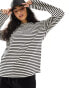 Pieces long sleeve super soft t-shirt in black stripe