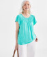 Petite Smocked-Neck Flutter-Sleeve Top, Created for Macy's