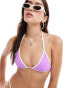 ASOS DESIGN contrast binding triangle bikini top in bright pink