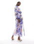 ASOS DESIGN chevron frill maxi dress in mixed purple floral print