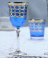 Cobalt Blue Red Wine Goblet with Gold-Tone Rings, Set of 4