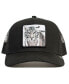 Men's Black White Tiger Trucker Adjustable Hat