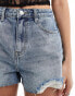 Urban Revivo raw edge relaxed shorts in light wash blue