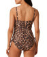 BAR III Womens Beach Cheetah Lace-Up One-Piece Swimsuit In Natural Size S