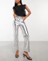 Never Fully Dressed PU trouser in metallic silver