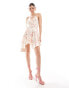 Forever New halterneck cowl back mini dress in ivory floral