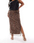 New Look Curve mesh midi skirt in leopard