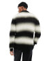 fred Perry striped open knit jumper in black