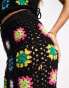 ASOS DESIGN crochet patchwork co-ord maxi skirt in multi