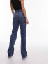 Topshop Tall mid rise relaxed Kort jeans in mid blue