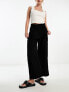 River Island Petite wide leg dad trouser in black