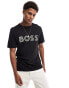 BOSS GREEN tee 1 t-shirt in black with beige logo print