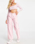 Daisy Street wide leg low rise Y2K cargo trousers in baby pink