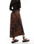 ASOS DESIGN satin bias midi skirt in animal print