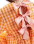 ASOS DESIGN mini textured smock dress in orange and pink gingham