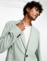 ASOS DESIGN skinny linen mix suit jacket in sage