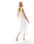 Vila Bridal tulle plunge maxi dress with tiered skirt in white