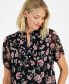 Women's Printed Ruffle-Trim Short-Sleeve Top