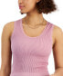 Juniors' Lace-Trim Seamless Ribbed Tank