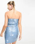 Kyo The Brand vinyl bandeau belt detail corset top co-ord in petrol blue