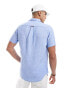 Superdry Studios casual linen shirt in light blue chambray