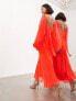 ASOS EDITION square neck chiffon maxi dress in neon coral