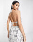 ASOS DESIGN embellished sequin and pearl halter top co-ord in silver