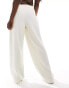 Object premium textured wide leg trousers in cream