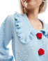 Neon Rose pointelle rose bud detail cardigan in baby blue