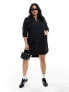 Vero Moda Curve denim shirt dress in black